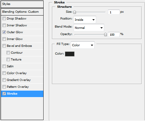 Inner Window Stroke Settings