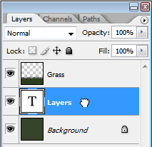 Drag the Type Layer below the Grass Layer