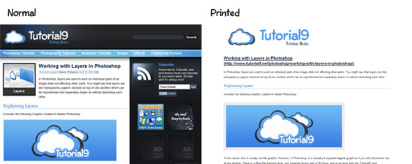Normal view and Printed View Comparison Normal view and Printed View Comparison