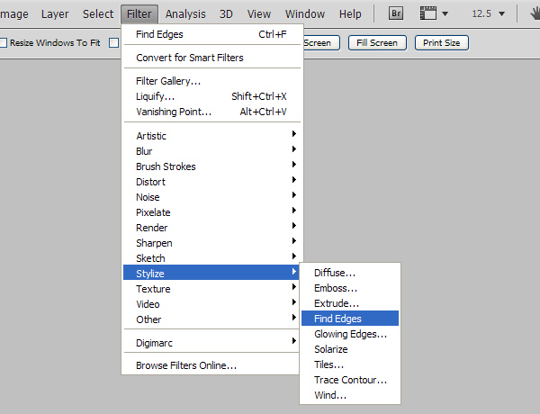 Find Edges Menu