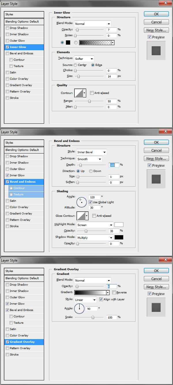 Layer styles for "Front"