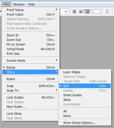 How to show the Grid in Photoshop